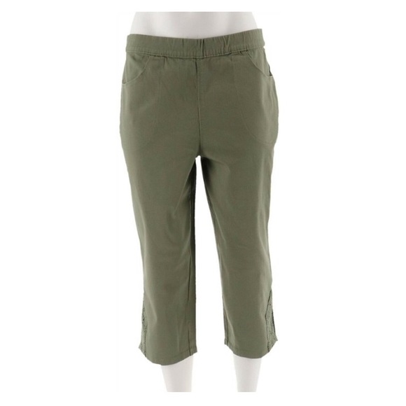 Denim&Co Pants - Denim & Co Pull-On Stretch Crochet Capri Pants